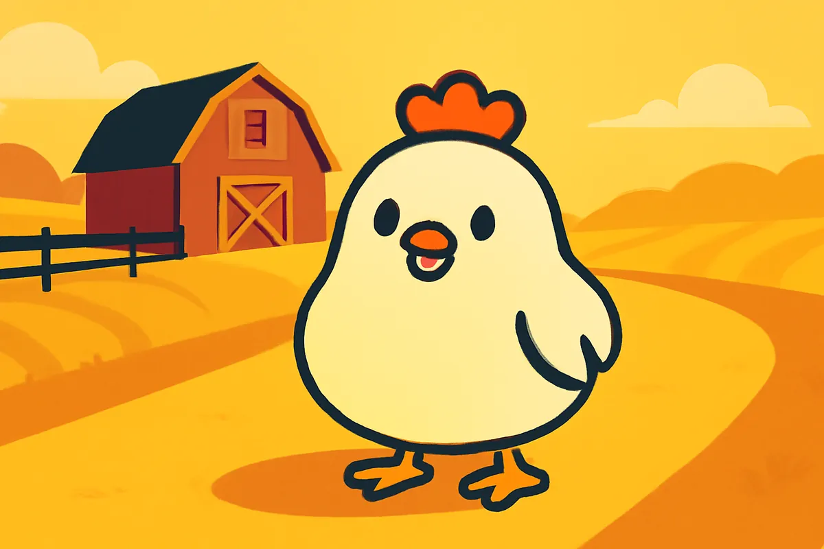 Illusztráció: a Chicken Road tyúkja egy országúton